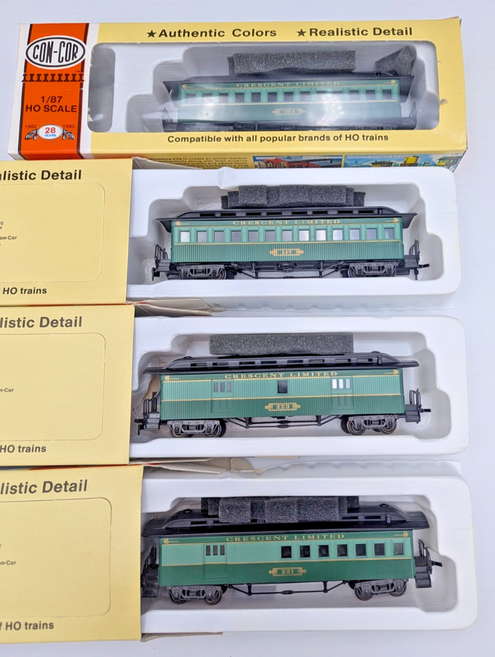 Vintage Con-Cor HO Scale Old Time Passenger 4-Pack Set Southern Crescent Cars